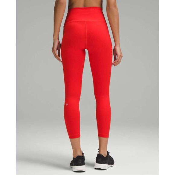 EUC Lululemon Wunder Train High-Rise Crop 23” Leggings Hot Heat Red Size 2 Tight - Picture 1 of 15
